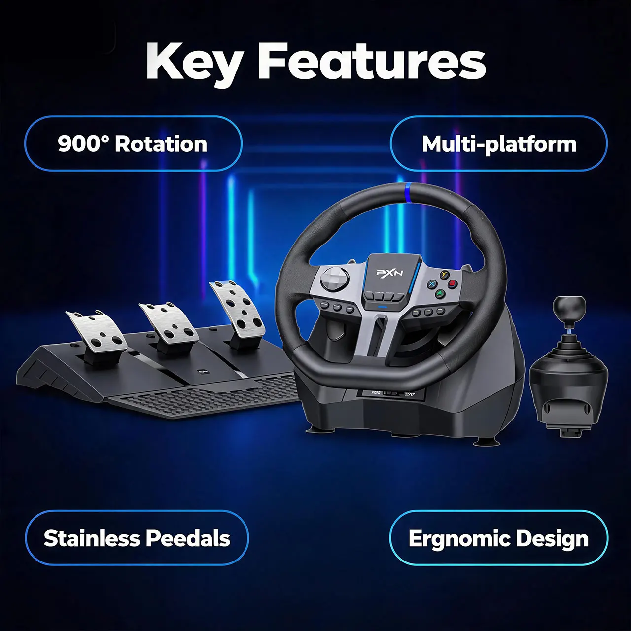 Steering Wheel Gaming - PXN V9 Gen2 Racing Steering Driving